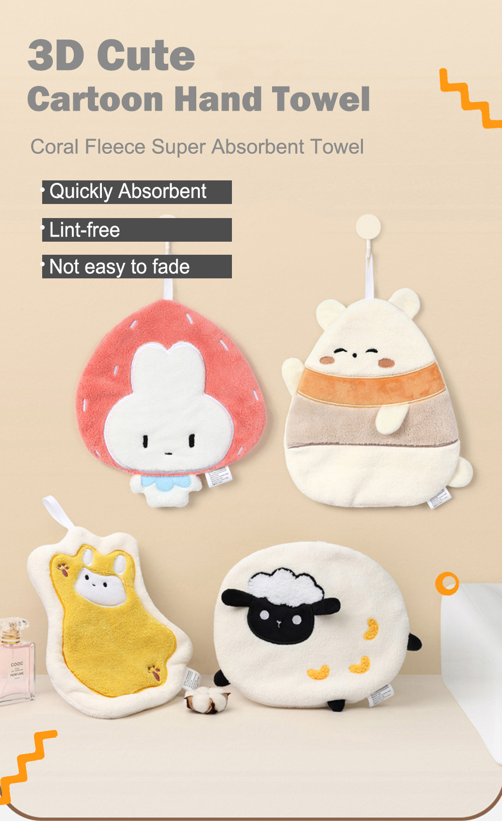 3D Cute Cartoon Hand Towel-1